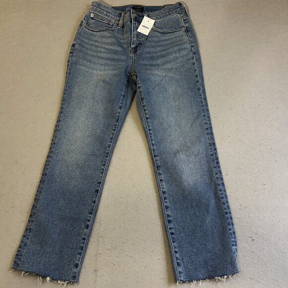 Vtg J CrewJeans Womens 25P Blue Denim Straight All Day Stretch Petite Frayed Hem - Picture 3 of 8